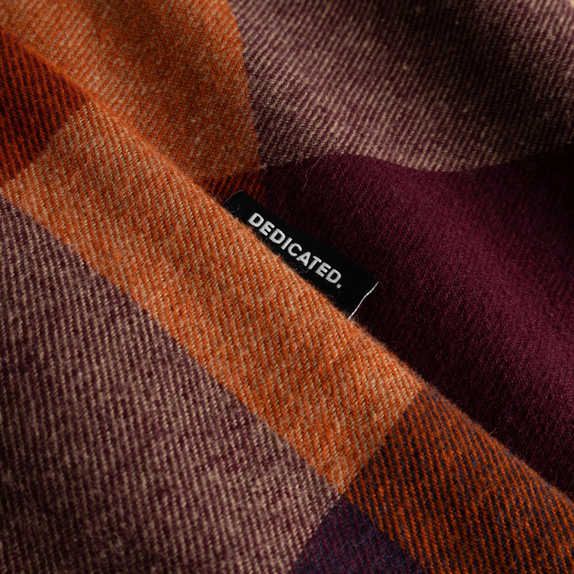 Dedicated Rute Flannel Check Shirt Herren Flanellhemd Bio Baumwolle orange multi